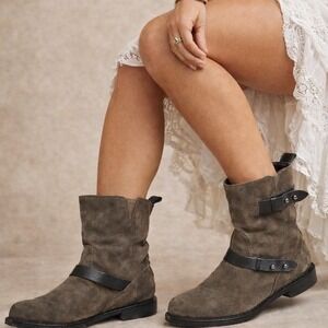 rag & bone Moto Boots Size 38 US 8 Short Waxed Calfskin Suede Handmade Goodyear